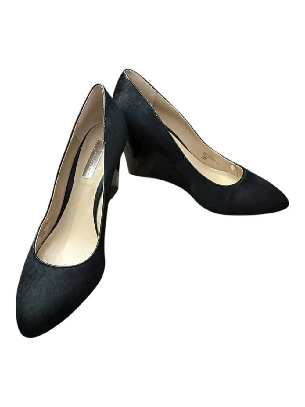 INC International Concepts Women’s Size 10M Black Pony Hair Wedge Heels